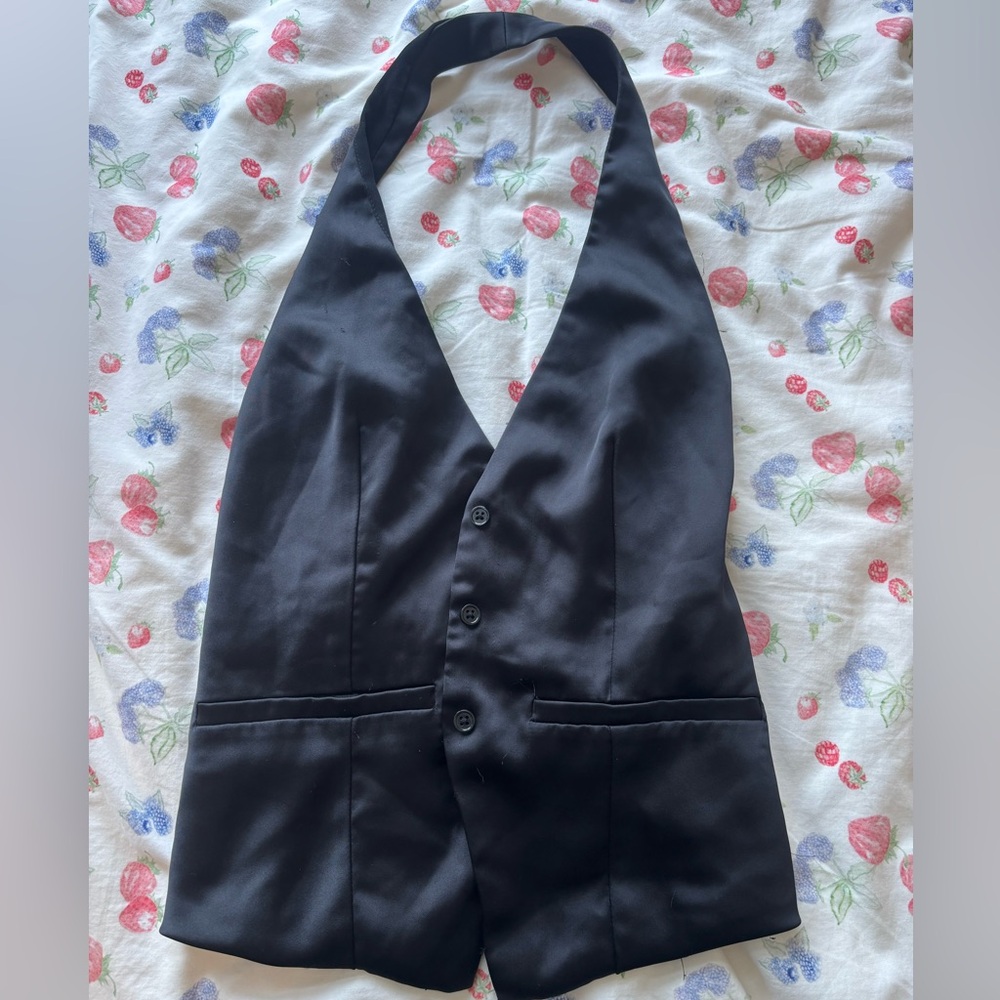 Zara black satin halter top